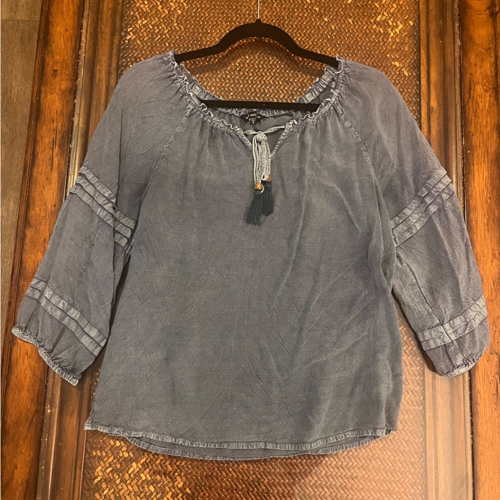 Denim Blue Long Sleeve Blouse